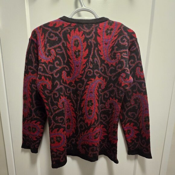 Women's Wool/Acrylic Blend Floral Paisley Print Long Sleeves Sweater - Sze Small - Picture 12 of 13